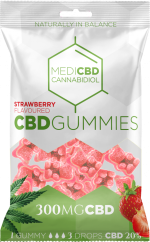 Ositos de goma de CBD con sabor a fresa MediCBD (300 mg), 40 bolsas en caja