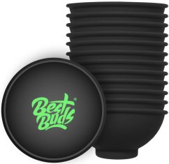 Best Buds Silikone røreskål 7 cm, sort med grønt logo (12 stk/pose)