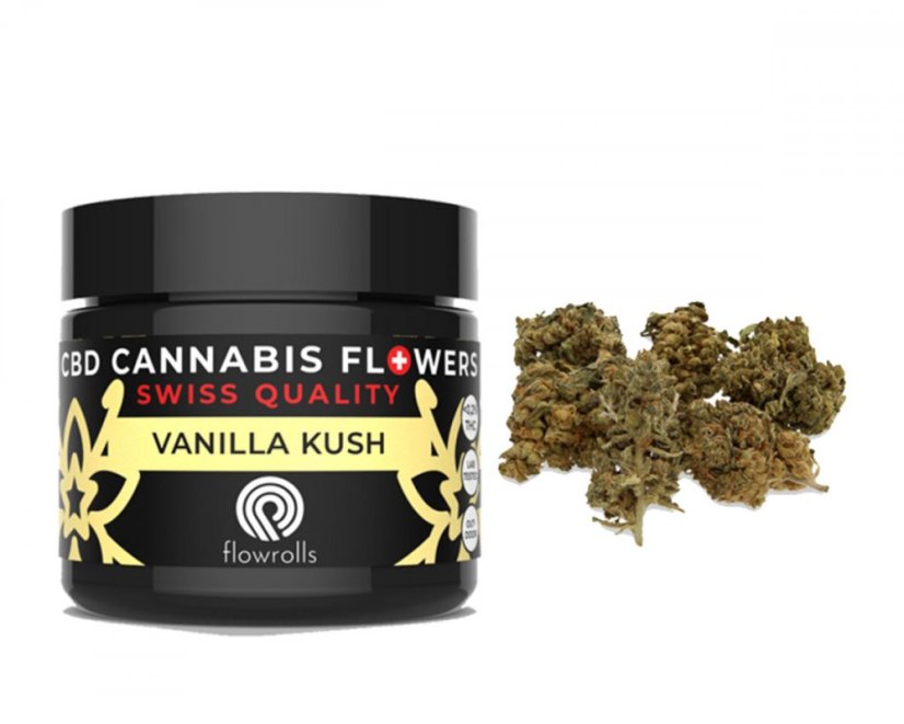 Flowrolls CBD Flower Vanilla Kush exterior, 1g - 100g