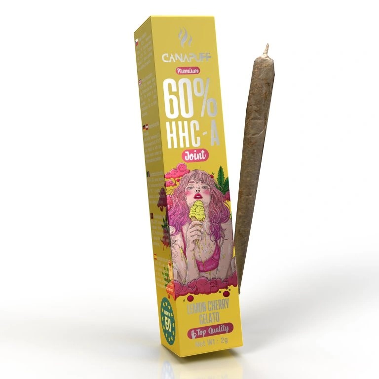 CanaPuff HHCA Preroll Gelato de Limão e Cereja, HHCA 60%, 2 g