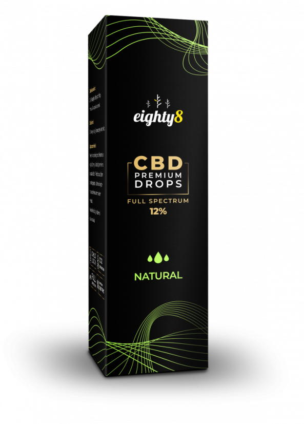 Eighty8 ბუნებრივი CBD წვეთები, 12%, 10 მლ, 1200 მგ