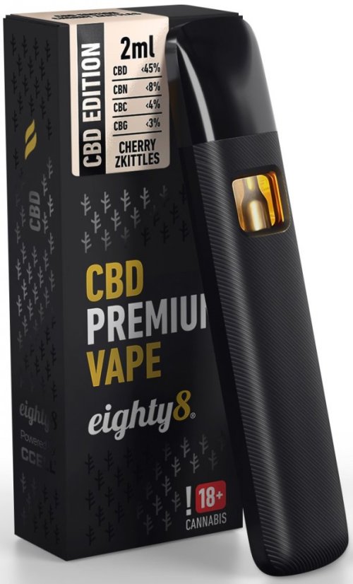 Eighty8 CBD Vape ペン プレミアム チェリー Zkittles、45 % CBD、2 ml