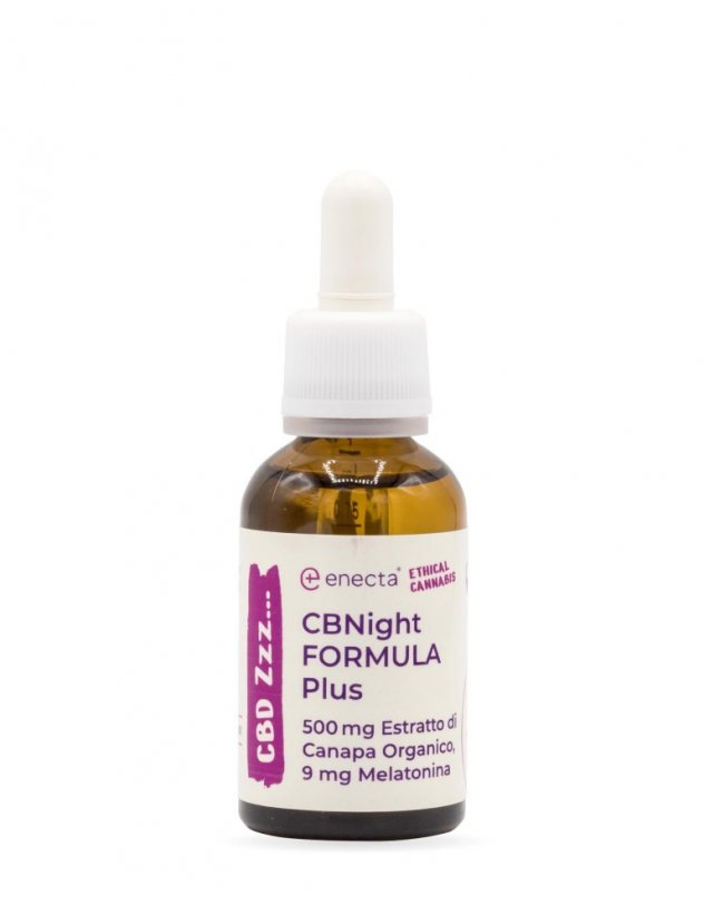 *Enecta CBNight Formula PLUS hamppuöljy melatoniinilla, 500 mg luomuhamppuuutetta, 30 ml
