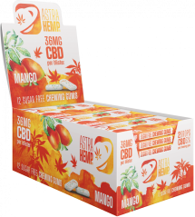 Goma de mascar Astra Hemp Mango (36 mg CBD), 24 caixas em exposição