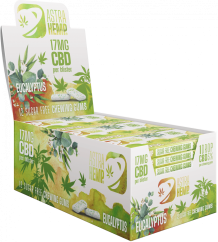 Astra Hemp Eucalyptus Chewing Gum (17 mg CBD), 24 boxes in display