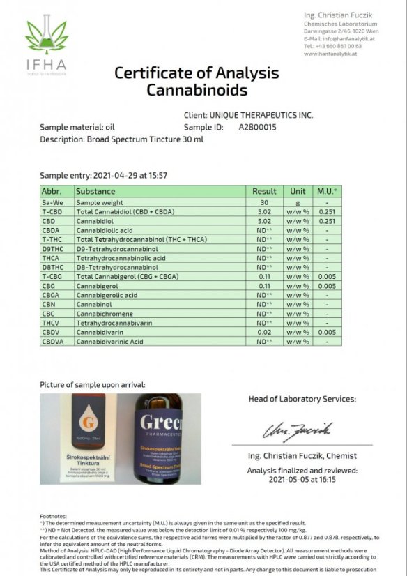 Green Pharmaceutics tinktura širokog spektra, 5%, 1500 mg CBD, 30 ml