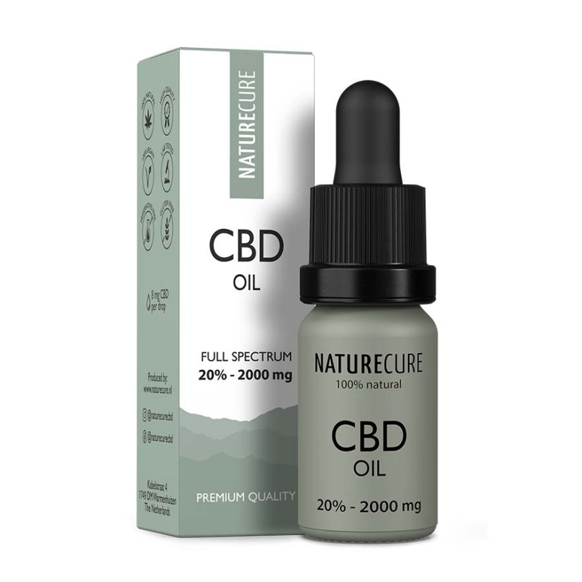 Nature Cure Olej CBD o pełnym spektrum działania, 20%, 2000 mg, 10 ml