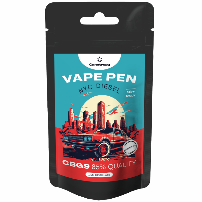 Canntropy Caneta Vape descartável CBG9 NYC Diesel, CBG9 85% de qualidade, 1 ml