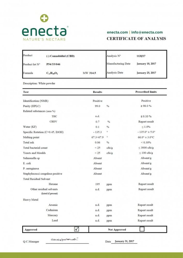 Enecta CBD konopné kryštály (99%), 1000 mg