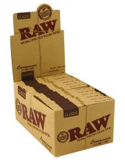 Papéis curtos RAW Unbleached classic Connoisseur tamanho 1 ¼ + filtros - 24 unidades em uma caixa