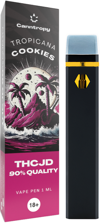 Canntropy THCJD 使い捨て Vape ペン トロピカーナ クッキー、THCJD 品質 90%、1 ml、ディスプレイ ボックス 10  個入り