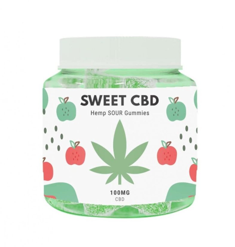 Sweet CBD Bomboane gumate, Măr, 100 mg CBD, 20 buc X 5 mg, 60 G