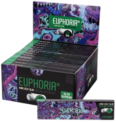 Euphoria King Size Slim Psychedelic Rolling Papers + Filtri - Kaxxa ta' 24 biċċa