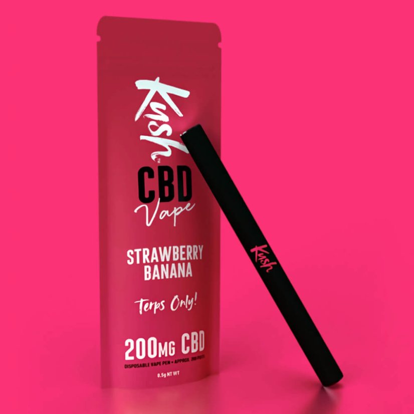Kush Vape CBD Vape Pen Strawberry Banana 2.0, 200 mg CBD - Дисплейна кутия 10 бр.