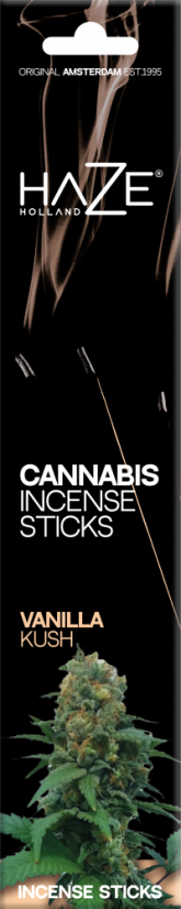 Stikek tal-Inċens tal-Kannabis Haze Vanilla Kush - Kartuna (6 pakketti)