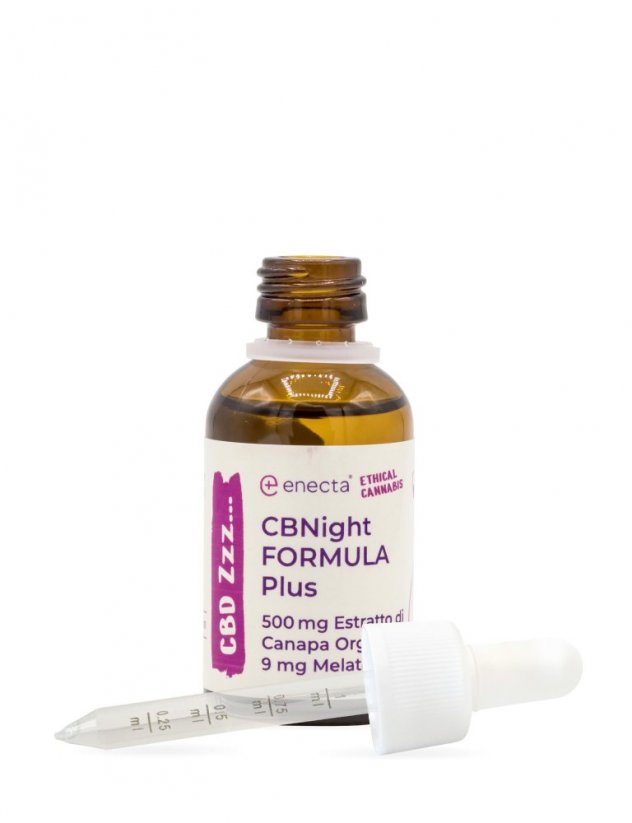 *Enecta CBNight Formula PLUS kaņepju eļļa ar melatonīnu, 500 mg organiskā kaņepju ekstrakta, 30 ml