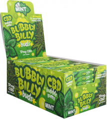 Bubbly Billy Buds პიტნის არომატიზებული საღეჭი რეზინი (17 მგ CBD), 24 ყუთი გამოფენილია