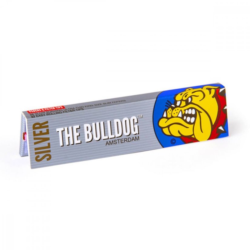 The Bulldog Original Silver King Size Slim Rolling Papers + Tips, 24 db / display