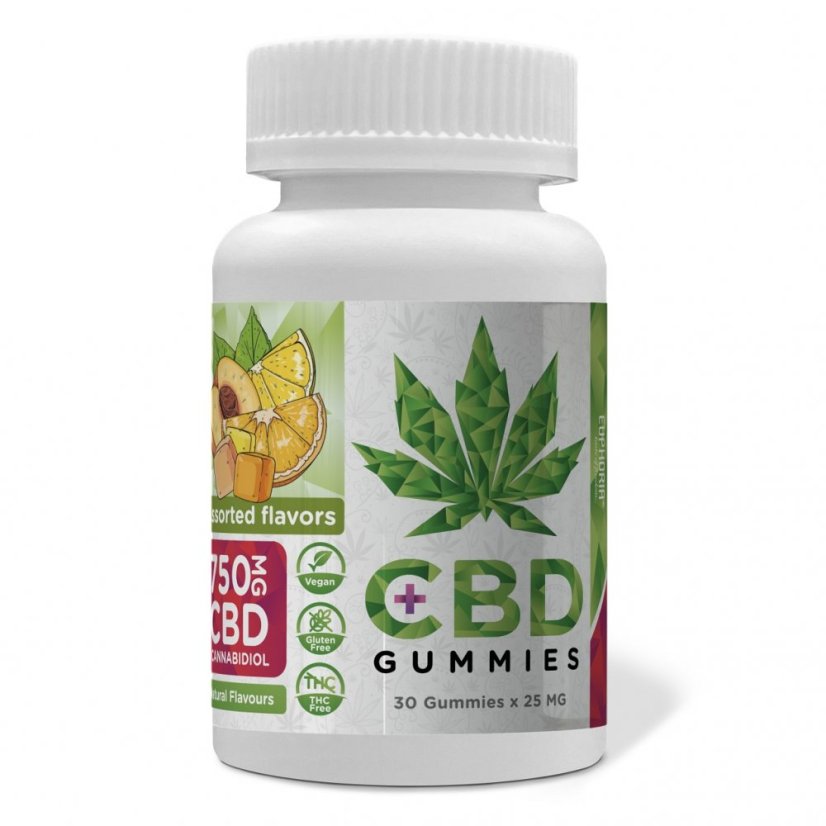 Euphoria CBD Gummies godis Mix 750 mg CBD, 30 st x 25 mg