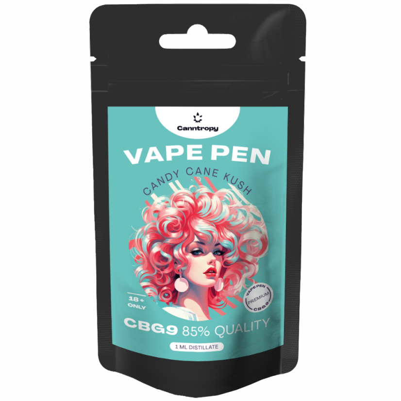 Canntropy CBG9 einnota vape penni Candy Cane Kush, CBG9 85% gæði, 1 ml