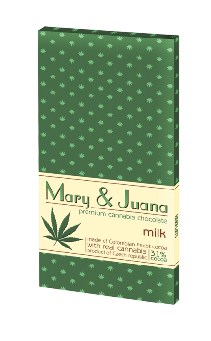 Euphoria Mary & Juana Milchschokolade mit Hanfsamen, 32 % Kakao, 80 g - 15 Stk