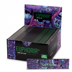 Euphoria King Size Slim Psychedelic Papirčki za zvijanje + filtri - škatla s 50 kosi