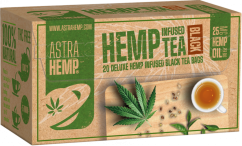 Astra Hemp Black Tea 25 mg Olej Konopny (pudełko 20 torebek) - Karton (10 pudełek)