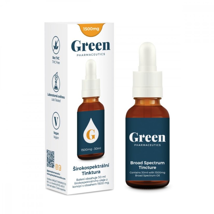 Green Pharmaceutics tinktura širokog spektra, 5%, 1500 mg CBD, 30 ml