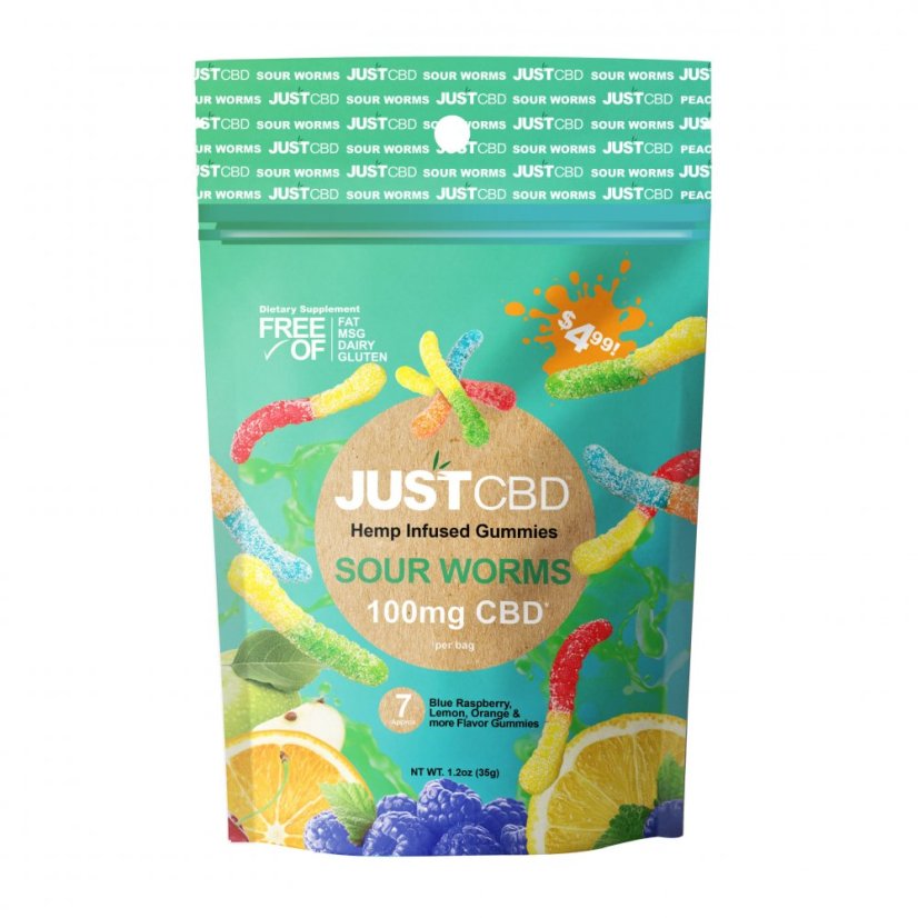 JustCBD Gumídci Kyselí červíci 100 mg CBD