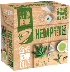 Astra Hemp Green Tea 25 mg Hemp Oil (Box of 20 Pyramid Teabags) - Carton (10 boxes)