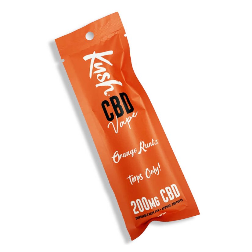 Kush Vape CBD Vape Pen Orange Runtz 2.0, 200 mg CBD — displeja kaste 10 gab.