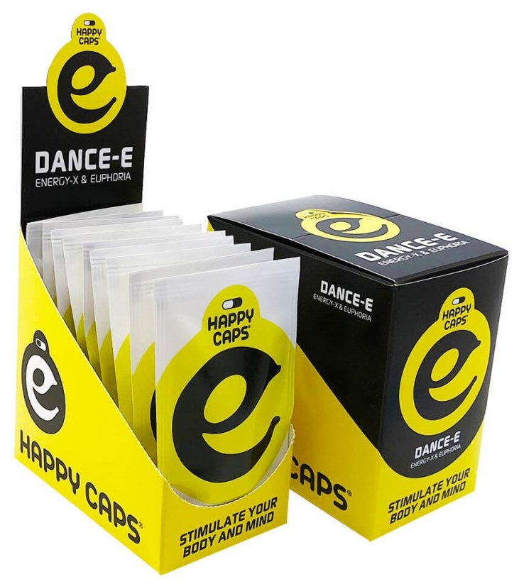Happy Caps Dansa E - Energiska och euforiska kapslar, (tillägg diet), Låda 10 st
