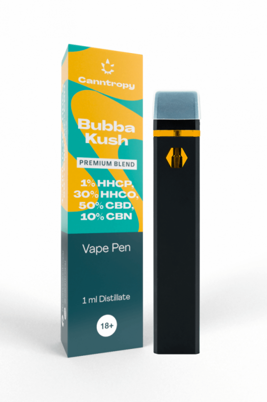 Canntropy HHC-PO Blend Vape Pen Bubba Kush, HHC-P 1%, HHC-O 30%, CBD 50%, CBN 10%, 1ml