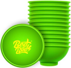 Best Buds Silikone røreskål 7 cm, Grøn med gult logo (12 stk/pose)