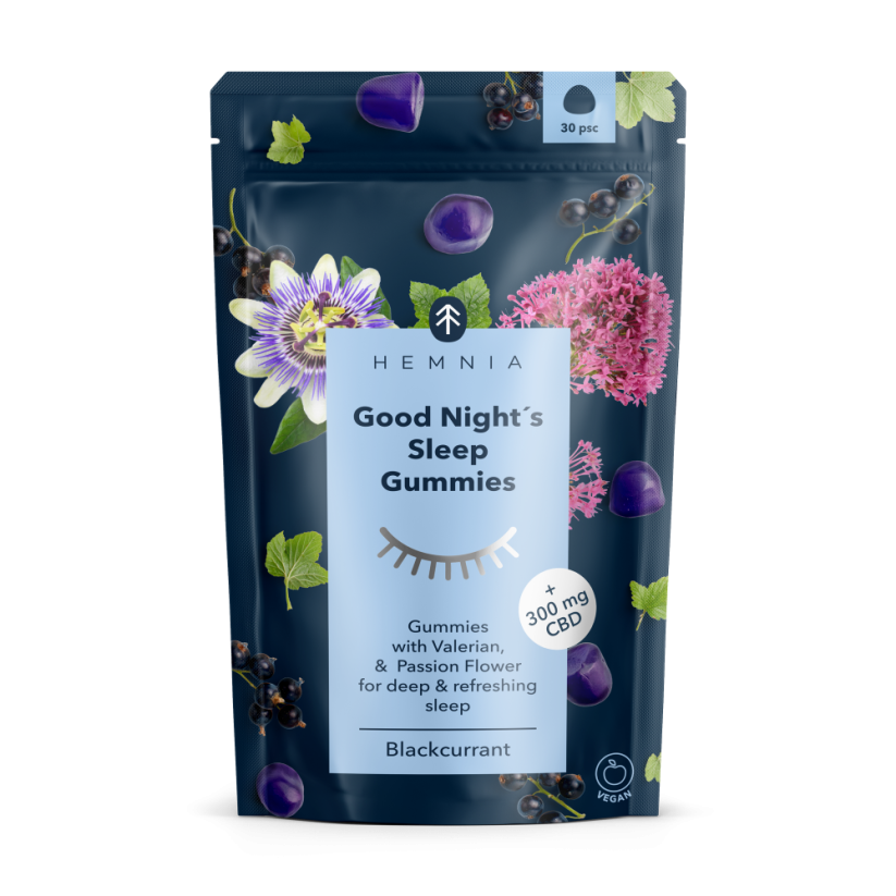 Hemnia Good Night's Sleep Gummies - 300 მგ CBD, 30 ც. x 10 მგ