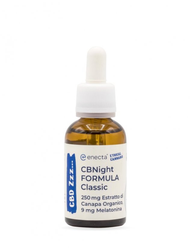 *Enecta CBNight Formula Classic hampi olía með melatóníni, 250 mg lífrænt hampi þykkni, 30 ml