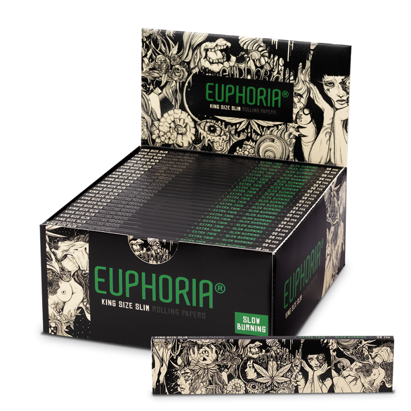 Euphoria Mystical Rolling Papers Kingsize Slim — displeja kaste ar 50 iepakojumiem