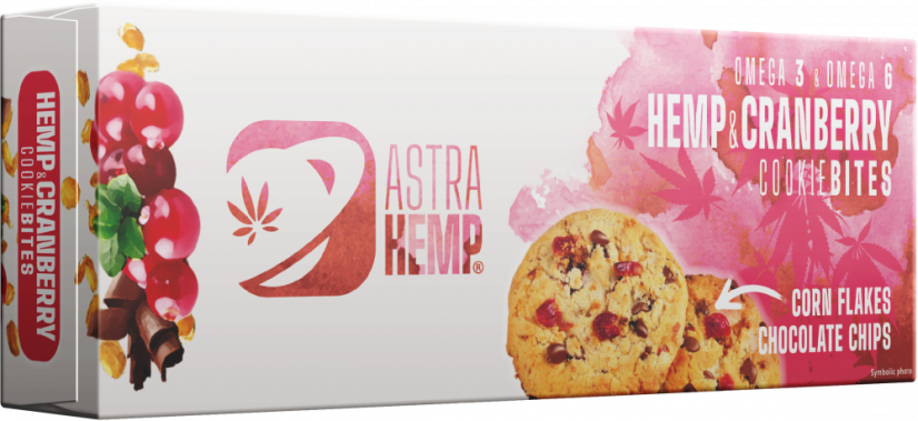 Astra Hemp Cookie Bites Konope a brusnice - kartón (12 krabíc)