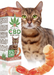 Euphoria Óleo de cânhamo CBD para gatos 3%, 300mg, 10ml - sabor camarão
