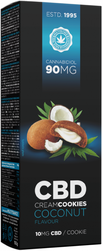 CBD ココナッツ クリーム クッキー (90 mg) - カートン (18 パック)