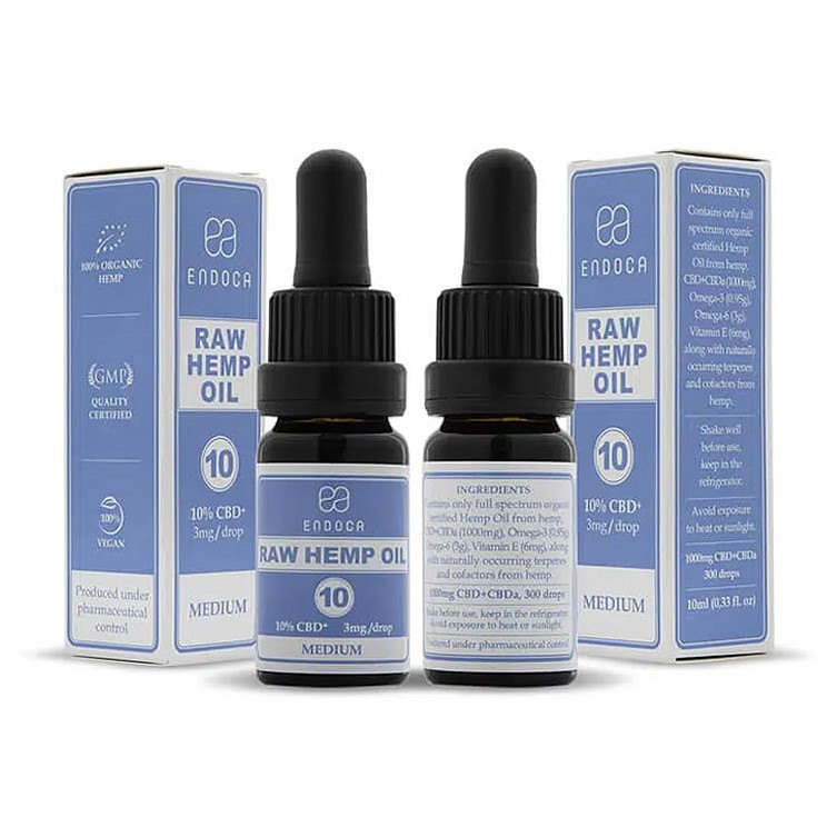 Endoca RAW Aceite de Cáñamo 1000 mg CBD + CBDa (10%), 10 ml