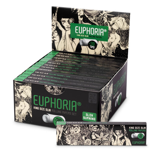 Euphoria King Size Slim Mystical Rolling Papers + Suodattimet - Laatikko 24 kpl