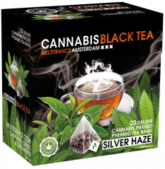 Čierny čaj Cannabis Silver HaZe (škatuľka 20 pyramídových vrecúšok) – kartón (10 škatúľ)