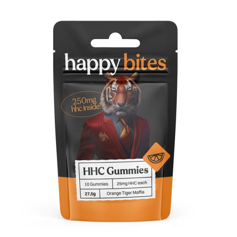 Happy Bites HHC Gummies Orange Tiger Maffia, 10 vnt x 25 mg, 250 mg