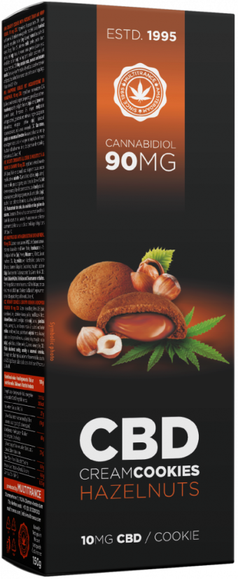 Biscuits à la crème de noisettes CBD (90 mg) - Carton (18 paquets)