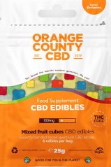 Orange County CBD Kuber, mini reiseemballasje, 100 mg CBD, 6 stk, 25 G