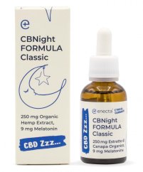 *Enecta CBNight Formula Classic kanapių aliejus su melatoninu, 250 mg ekologiško kanapių ekstrakto, 30 ml