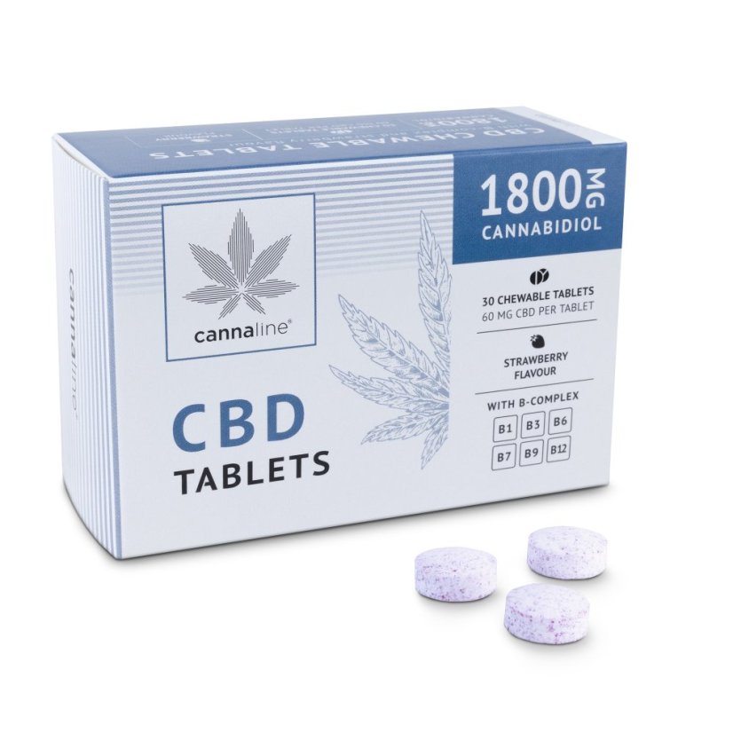 Cannaline Comprimés CBD avec complexe B, 1800 mg CBD, 30 x 60 mg