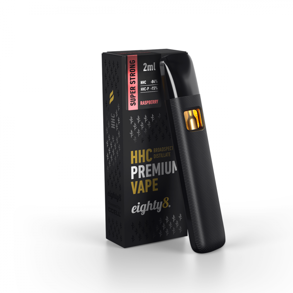 Eighty8 Superstrong HHC Vape Raspberry, 84 % HHC, 15 % HHCP, CCELL, 2 ml