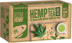 Astra kaņepju zaļā tēja 25 mg kaņepju eļļa (kaste ar 20 tējas maisiņiem) - kartona kārba (10 kastes)